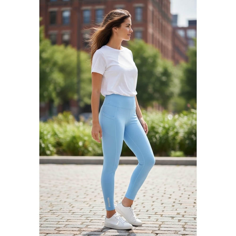 BlackMilk Light Blue High Waisted Pocket Leggings Athletic Activewear‎
